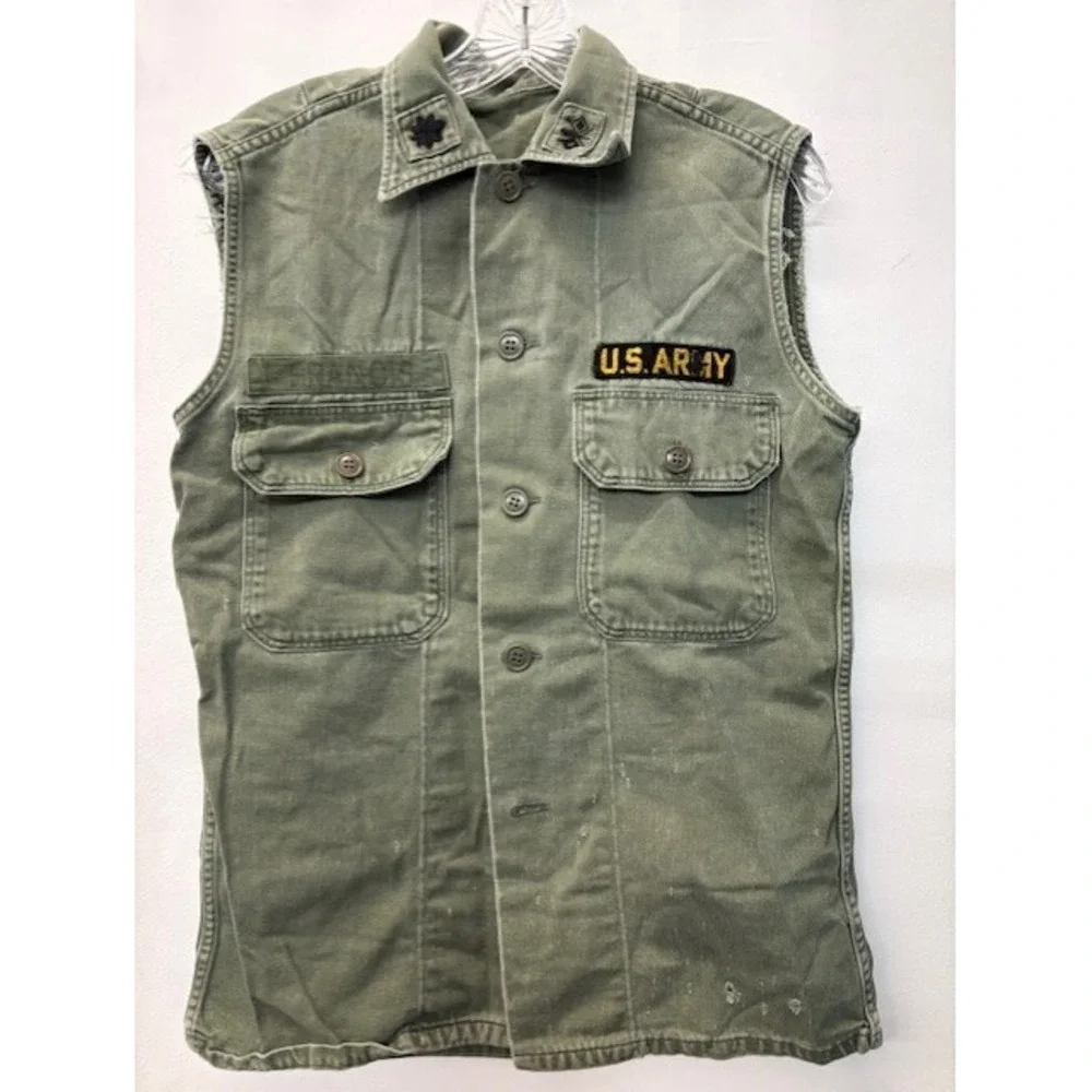Vintage US Army Military Vest Olive Drab OG-107 Field Shirt Sleeveless Francis
